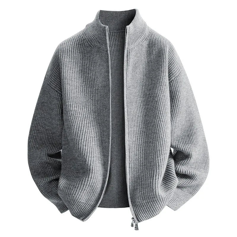 Cardigan Sweater Men's Knitted Sweater Spring and Autumn Fleece Thickened Outer Wear Loose  New Coat