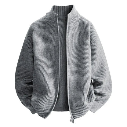 Cardigan Sweater Men's Knitted Sweater Spring and Autumn Fleece Thickened Outer Wear Loose  New Coat