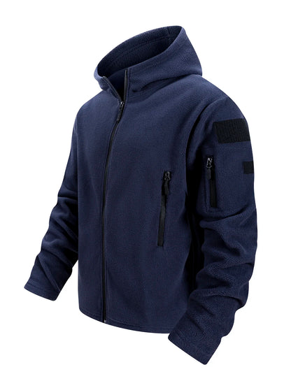 Men's Tactical Fleece Jacket Full Zip Hooded Coat Warm Casual Hoodies Camping Hiking Running Jogger Sports Jacket Men Streetwear