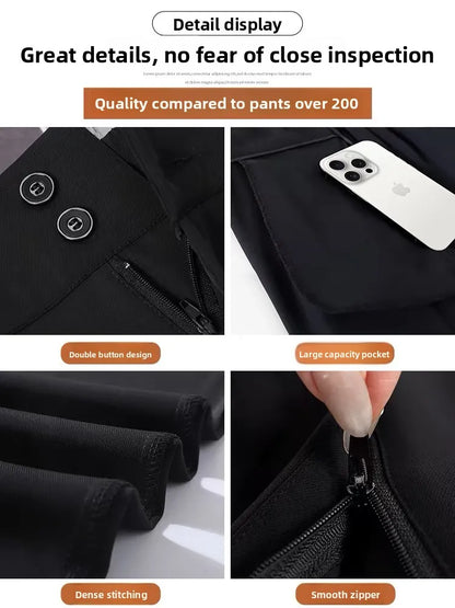 High Waist Straight Leg Suit Pants Women's Summer Thin Large Size Fat MM Hip Covering Slim Wide Leg Trousers Korean Style