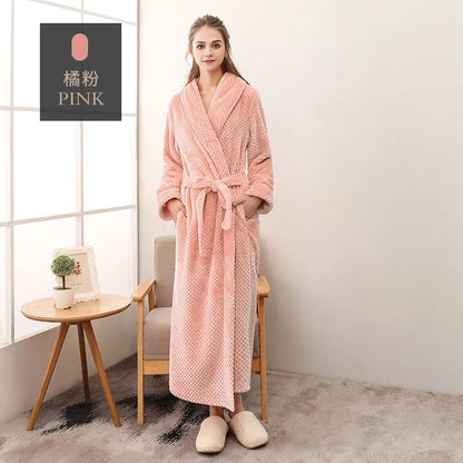 Thickened Extended Bebe Velvet Couple Robe Women's Winter plus Size Fashion Sleepwear Men's XXXL Sexy Home Clothes Pyjamas