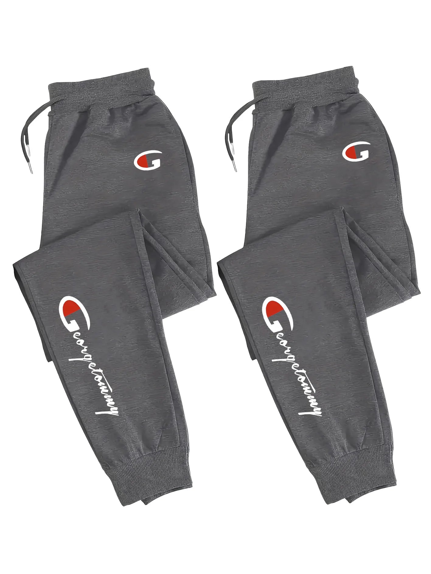 2-Pack Men's Polyester Lounge Joggers, Elastic Drawstring Waist, Wrinkle-Resistant, Breathable Sweat-Wicking, Tapered Cu