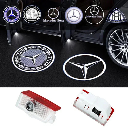 QQ 2pcs Car door welcome light logo Emblem Mercedes Benz AMG A C E GLC GLA GLE GLB Class W177 W205 W212 W213 X253 X156 W166 X247