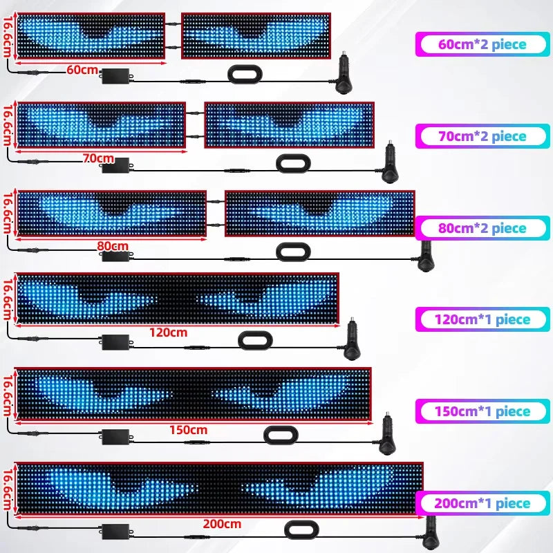 APP Remote Control Truck Devil Eye LED Pixel Panel Light 12-24V DIY Custom Text Lighting Scrolling Foldable For Board Windshield