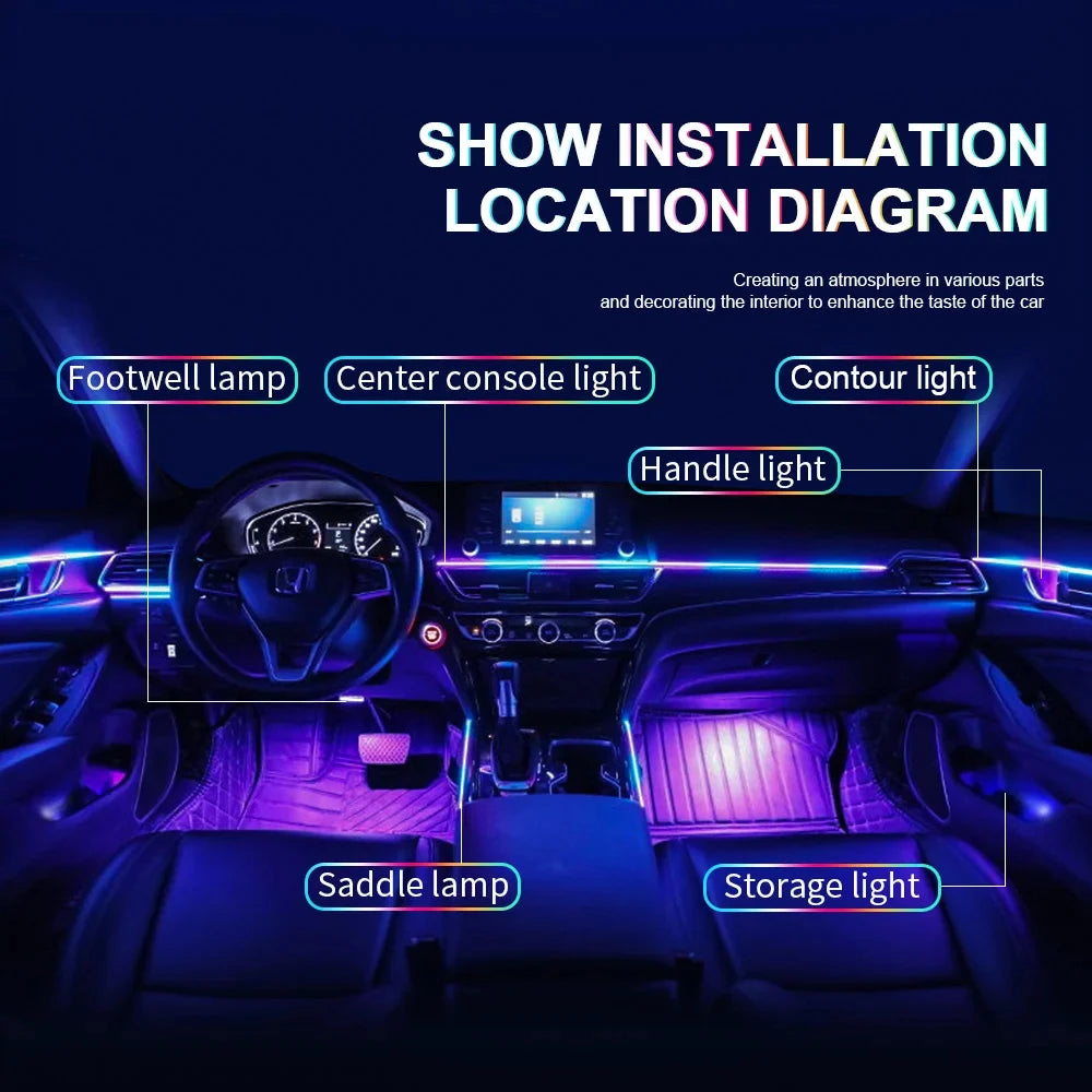 For BMW Only Neon Car Ambient Lights Full 213 Colors Streamer RGB LED Interior Hidden Ergonomic Strip For F10 F20 F30 G20 G30