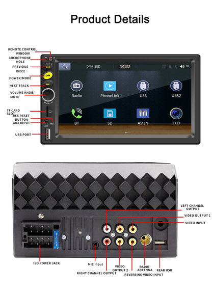 Universal 7"/9"/10“ 2DIN Android 13 4+64G Car Stereo Carplay Android Auto GPS Navigation Bluetooth FM RDS Radio WIFI Touchscreen