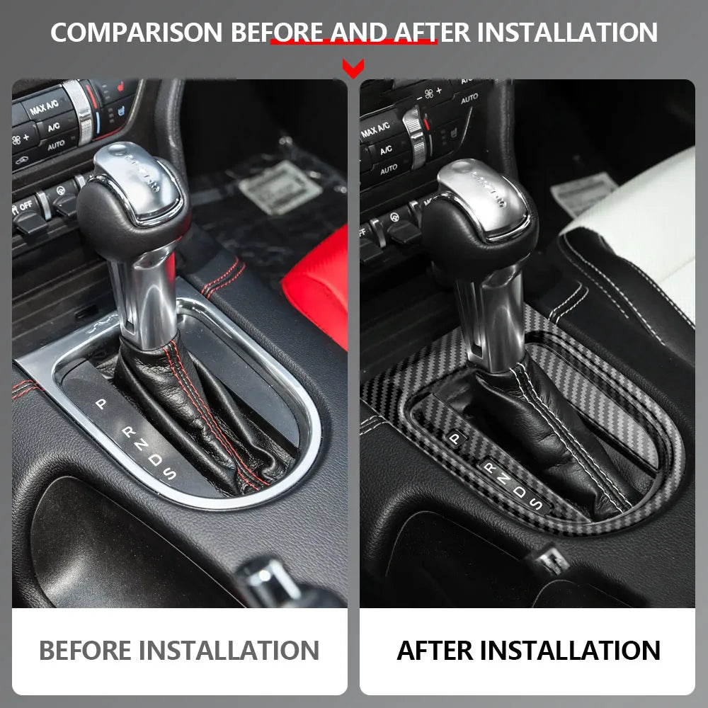 Car Front Water Cup Holder Gear Shift Decoration Cover for Ford Mustang 2015 2016 2017 2018 - 2023 AT LHD Interior Accessories