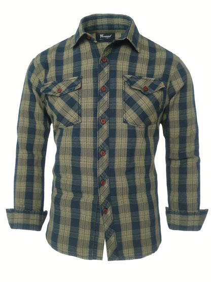 Men's Autumn and Winter Denim Shirt Handmade Vintage Retro Shirt Jacket Long Sleeve Top Fur Collar Thickened Denim Notched Lapel