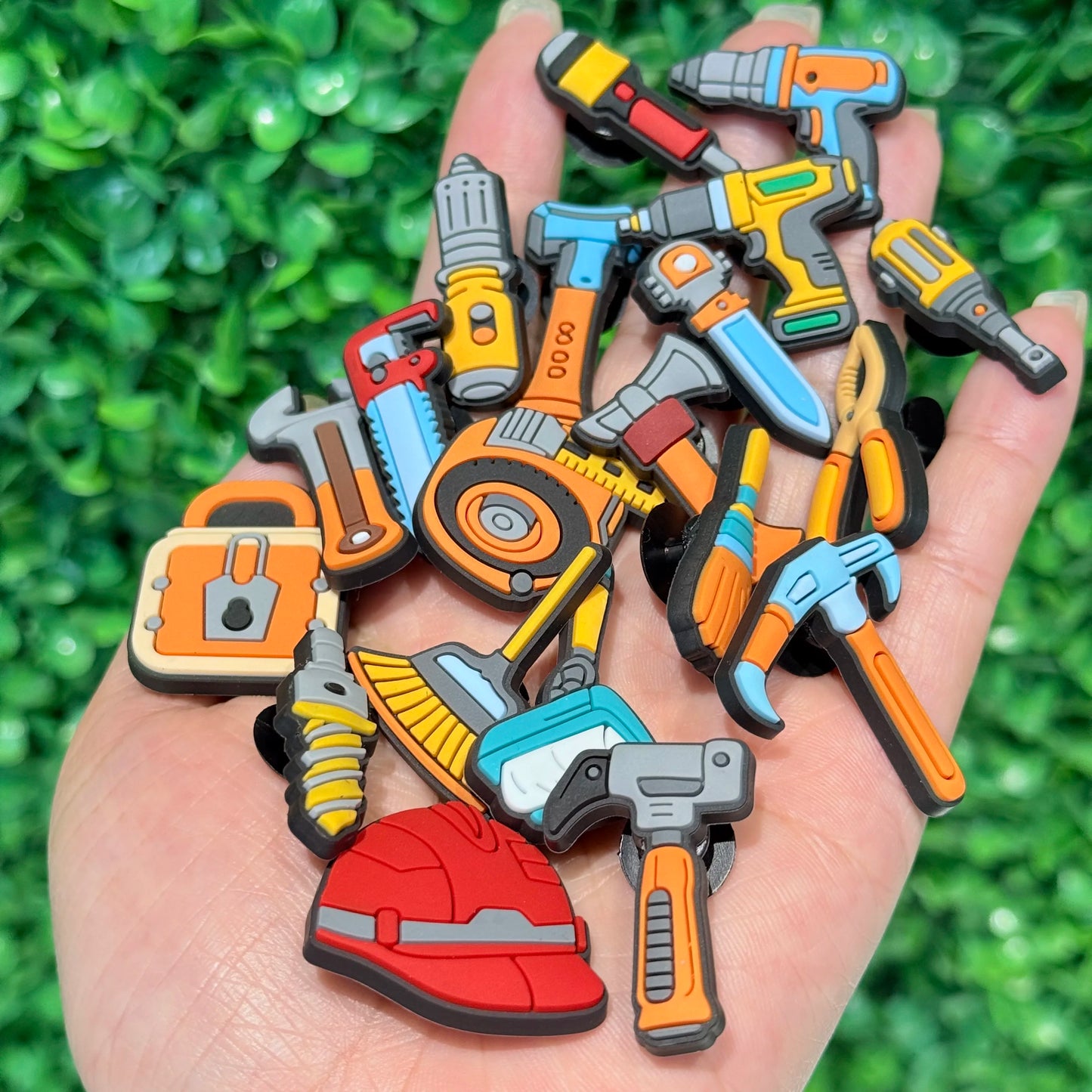 20-100pcs Cute Engineering Tools Shoe Charms DIY Garden PVC Shoe Accessories Decorations for Woman Kids Birthday Gift