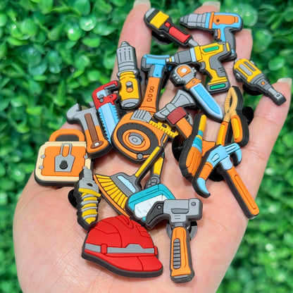 20-100pcs Cute Engineering Tools Shoe Charms DIY Garden PVC Shoe Accessories Decorations for Woman Kids Birthday Gift
