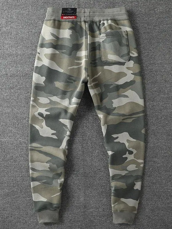 Thickened Wear-Resistant American Casual Camouflage Pants Men's Slim Fit Warmth Sports Cuffed Sweatpants Trendy Long Trousers