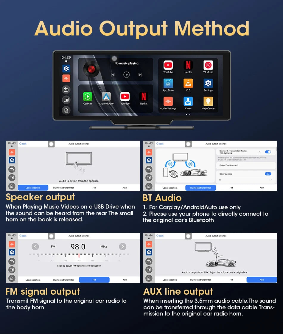Srnubi 10.26" Car Play Screen Android WIFI Car Multimedia Player Wireless Carplay Android Auto Car Screen for YouTube Netflix