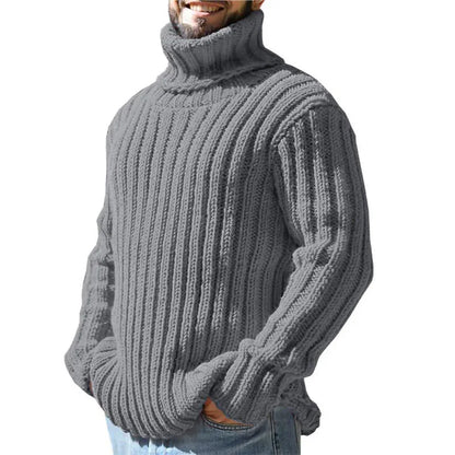 Turtleneck sweater men's solid color slim knitted top autumn and winter new sweater fashion European and American men's clothing