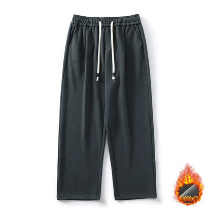 DUKEEN Pique Fabrics Sweatpants for Men Loose Causal Straight Legged Trouse Autumn and Winter Solid Colors Sports Fleece Pants