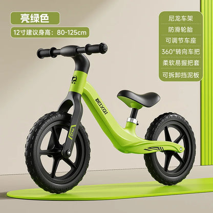 Kids Balance Bike No Pedal For 1 To 8 Yrs Old With Air Tires Nylon Fiberglass Frame Non Slip Silicone Grips Comfy Seat