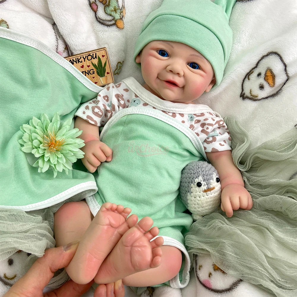 18inch Full Solid Silicone Reborn Baby Girl/Boy Weighted Body Poseable Doll Lifelike Bebe Reborn Gift for Birthday Christmas