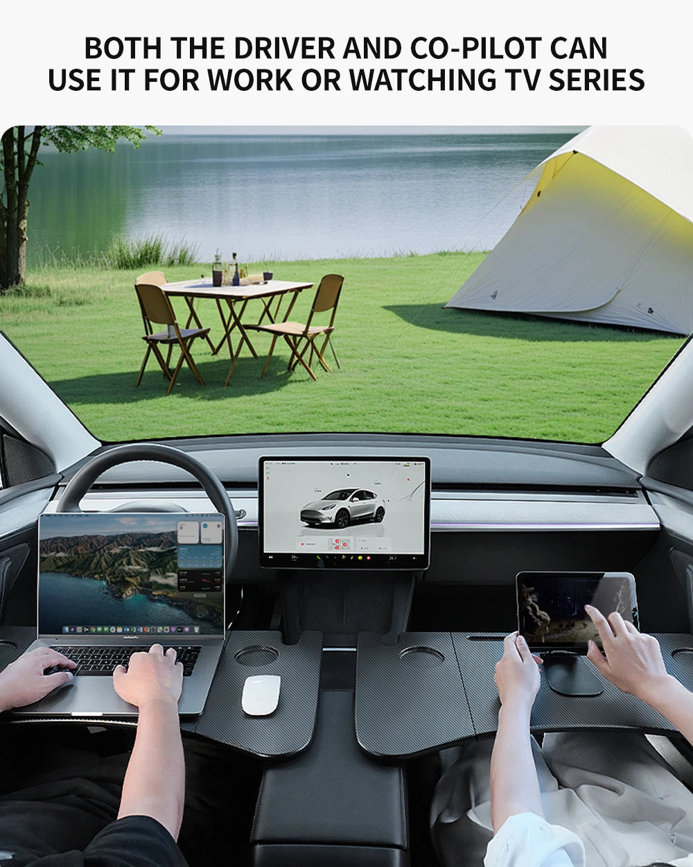 YZ Table Desk For Tesla Model 3 Y X S Highland Juniper 2021-2025 Car Steering Wheel Laptop Tray Food Desk Portable Office Table
