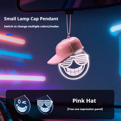 Creative Retro Car Pendant, Luminous Light Bulb Hanging Decoration, High-end Auto Atmosphere Light, Rearview Mirror Decor