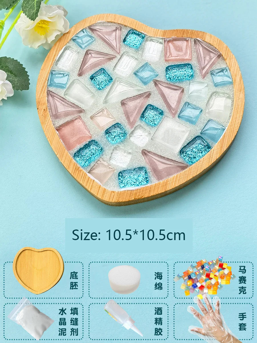 Bamboo Mosaic DIY Coasters Handmade Creative Material for Cup Mat Placemat Mosaic Crystal Craft Tool Kit Kids Gift