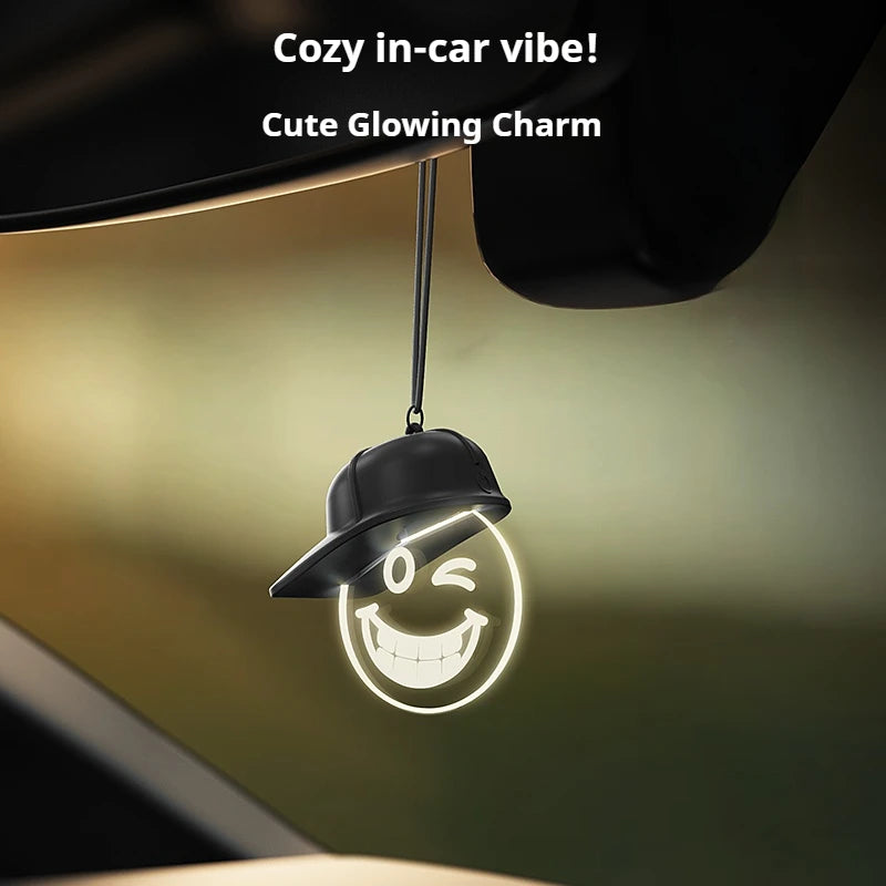 Creative Retro Car Pendant, Luminous Light Bulb Hanging Decoration, High-end Auto Atmosphere Light, Rearview Mirror Decor