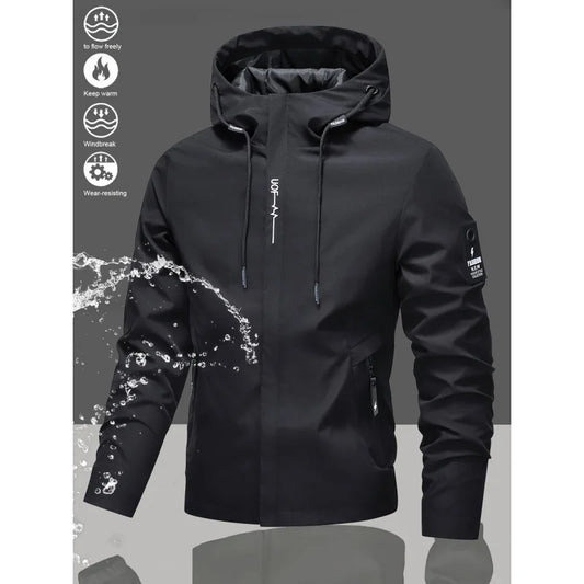 New Men'S Spring And Autumn Fashion Hooded Jacket，Suitable For Sports And Outdoor Leisure Wear，Equipped With A Zippered Pocket