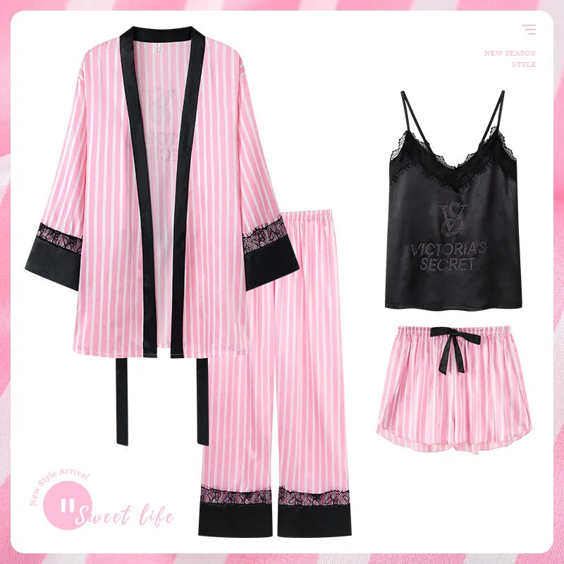 New Trim Homewear Ladies Sleepwear Chemise Sexy Womens Victoria's Secret Nightwear Underwear Pajamas Set Robe Lace