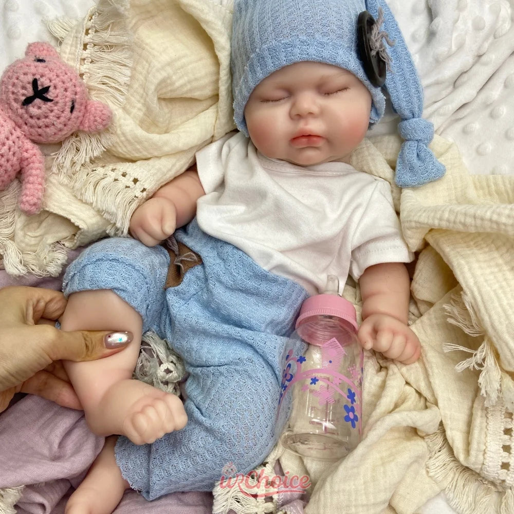 19inch Chubby Full Soft Silicone Reborn Doll Can Open Mouth Fine Realistic Features Companion Toy For Emotional Support