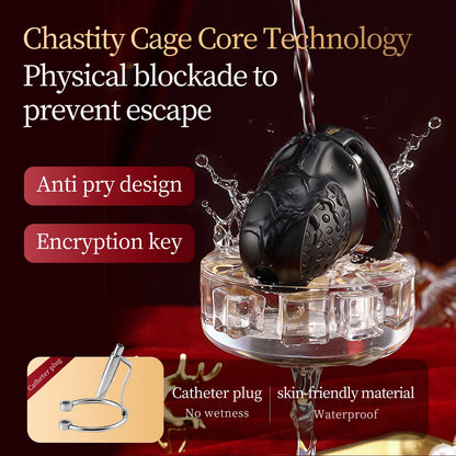 Male Chastity Cage with Lock and 5 Rings Resin Penis Lock for Men Breathable Cock Ring Penis Restrain Chastity Device Sex Toys