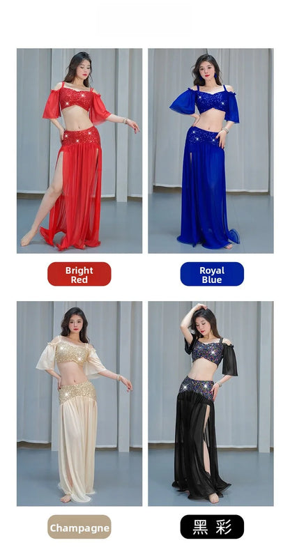Sexy Sequin Belly Dance Costume 2025 Summer New Arrival High-End Practice Suit Performance Ethnic Dancewear Chinese Manufacturer
