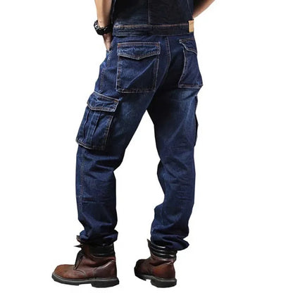 MORUANCLE Men's Casual Cargo Jeans Pants With Multi Pockets Workwear Tactical Denim Trouers Outdoor Climbing Stretch