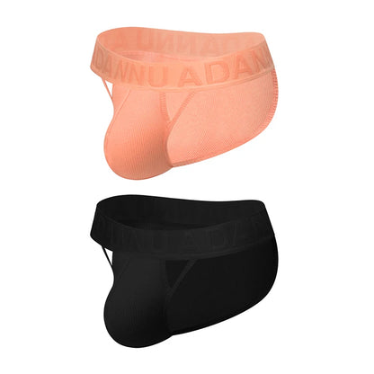 Men's 100% Cotton Ribbed Briefs U Convex Pouch Embossed Elastic Waistband Soft Skin-Friendly Breathable Underwear