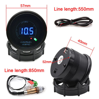 2'' 52mm Air Fuel Ratio Gauge 2 In 1 Voltmeter AFR Car Gauge Can Be Paired With Narrowband O2 Oxygen Sensor Fit for 12V Vehicle