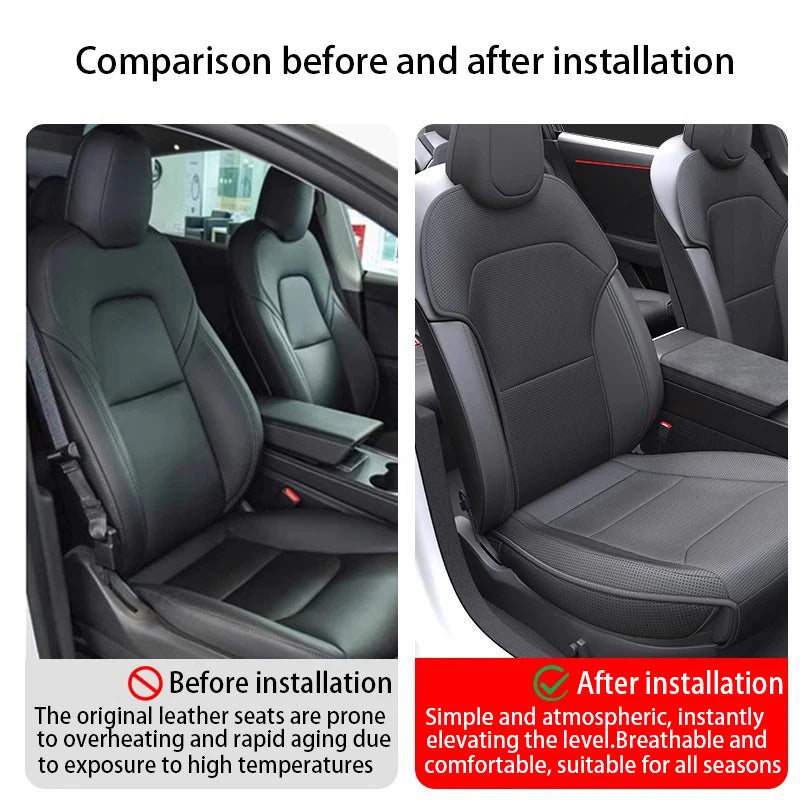 Car Seat Mats For Tesla Model Y L/ Y Juniper Breathable All Season Back Seat Pad Protector Covers Nappaleather Cushion Accessori