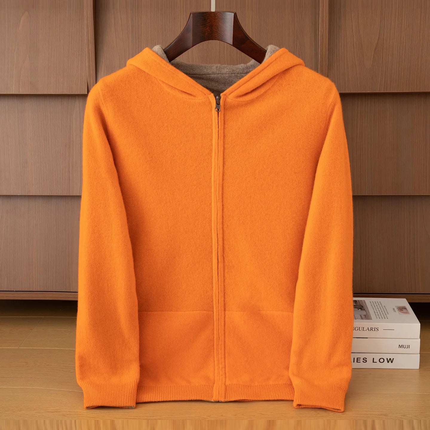 Double-Sided Cashmere Hooded Cardigan For Men Autumn And Winter Wearing Sweater Thickened Pure Wool Knitted Loose Zipper Coat