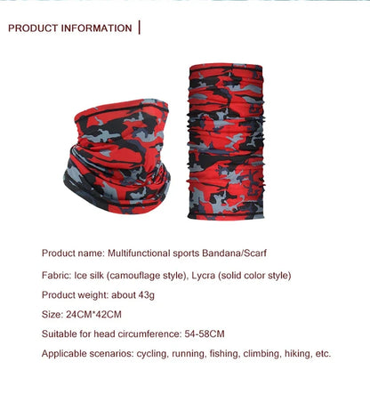 Cycling Face Mask Absorb Sweat Breathable Fishing Training Sport UV Face Scarf Neck Gaiter Summer Bicycle Face Bandana Head Band