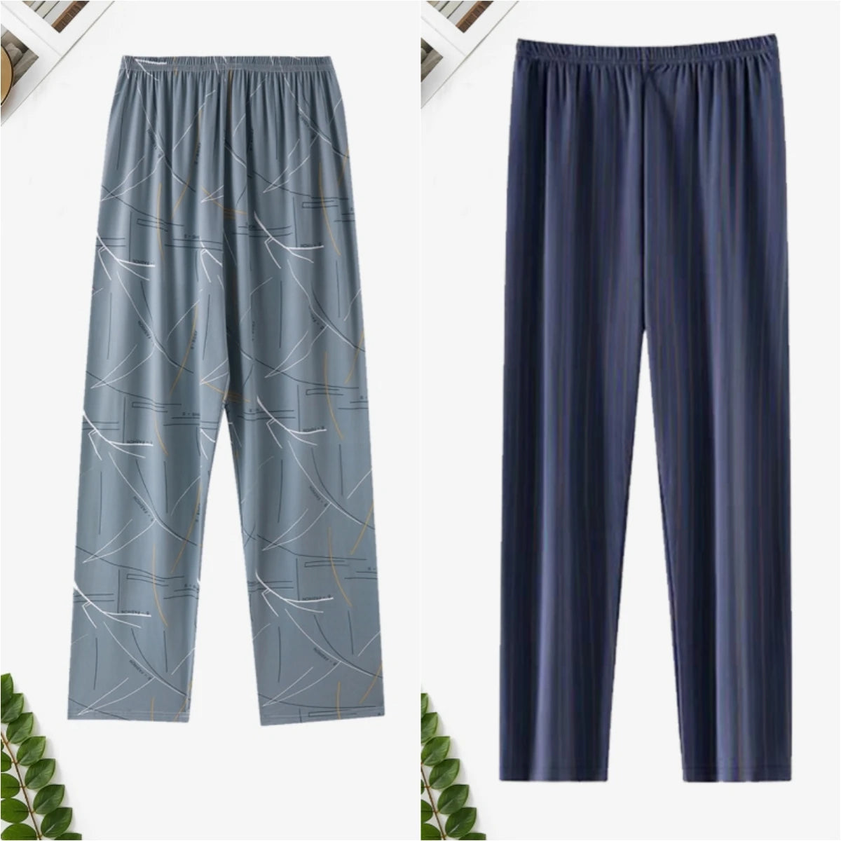 Pajama Pants Men's Spring and Autum Trousers Casual Trousers Autum and Winter Thin Home Trousers Long Loose Home Trousers