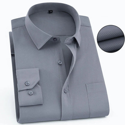 Men's Long Sleeved Classic Dress Shirt Spring Summer White Black Blue Pink Red Solid Chemise Homme Male Business Casual Shirts
