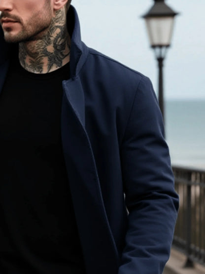 Men's Winter Mid-Length Coat Woolen Warm Coats Lining Double Breasted Lapel Jacket Street Wear Men's Clothing Outerwears