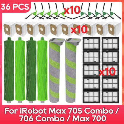 Fit For ( iRobot Romba Max 705 Combo / 706 Combo / Max 700 Series Combo ) Main Side Brush, Filter, Roller Mop, Dust Bag Part