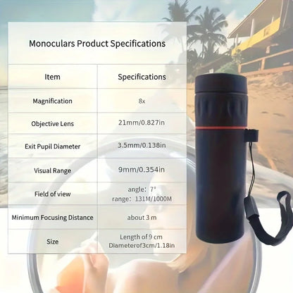 2025 2000X25 HD Monocular Telescope, Compact Portable for Travel, Hiking, Fishing, Camping, Stargazing, Concerts & Bird Watching