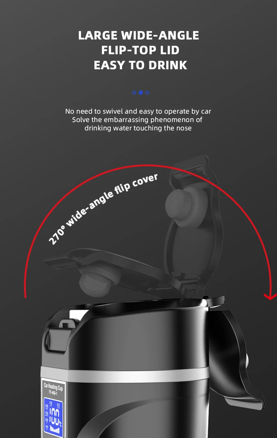 R31 450ml Car Heating Cup 12v/24v Portable Electric Kettle Smart Touch Screen Thermal Mug Temperature Adjustable Car Heating Mug