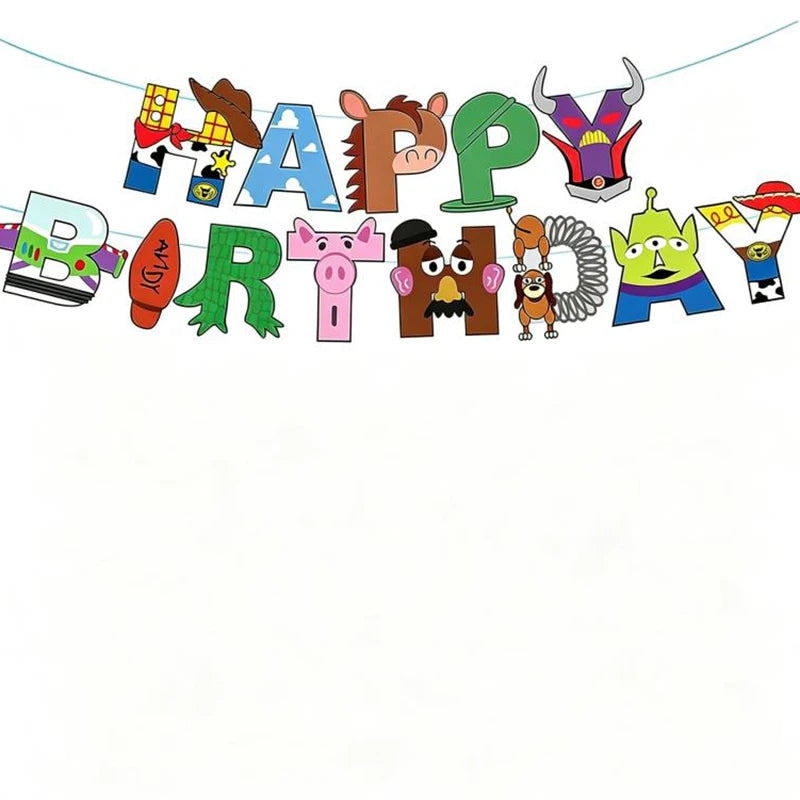 Toy Stories Theme Birthday Party DIY Decoration Toy Inspire Backdrop Hot Anime Cartoon Paper Plate Cup Birthday Party Supplies
