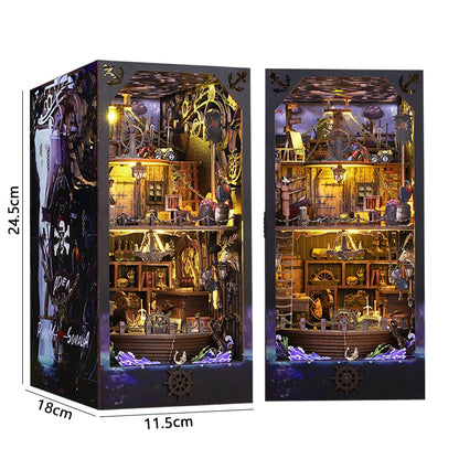 Magical DIY Book Nook Kits Miniature Doll House With LED Light 3D Puzzles Building Wooden Bookshelf Bookend Toy For Adults Gifts