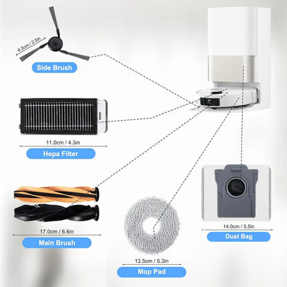 Dreame MOVA V50 Ultra/X50 Ultra/X50 Master/L50 pro Ultra/L40S pro Ultra Vacuum Cleaner Replacement Kit with Main Brush Filter Mo