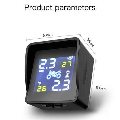 High-precision Solar TPMS Tire Pressure Tyre Temperature Monitoring Alarm System Wireless Motorcycle Replacement Parts