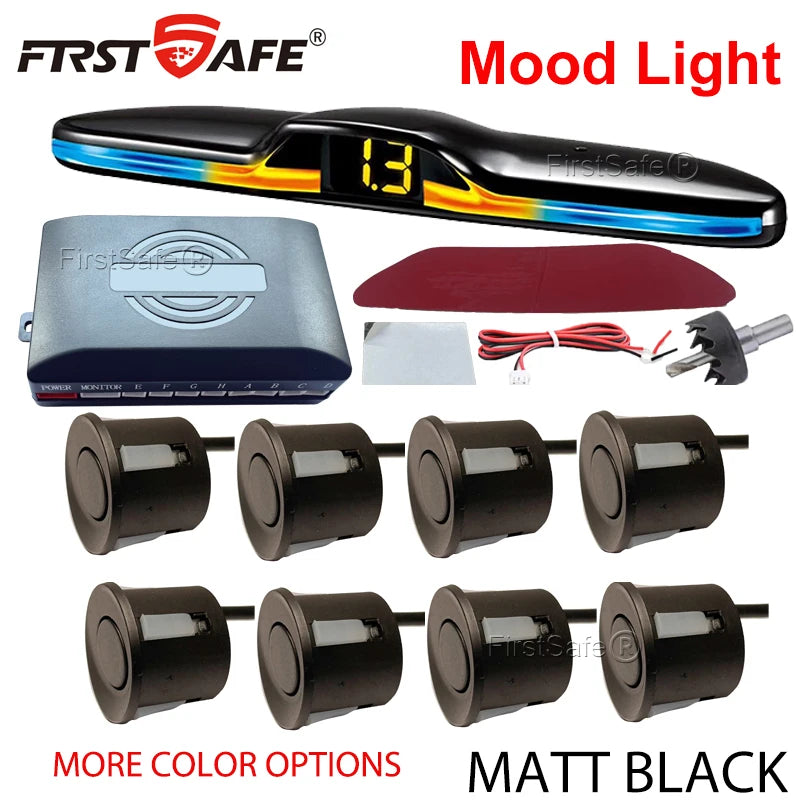 FirstSafe Factory Front and Rear Parking Sensor Kit Mood Light Display System Backup Monitor Detector Assistant 6 8 Radar Sensor