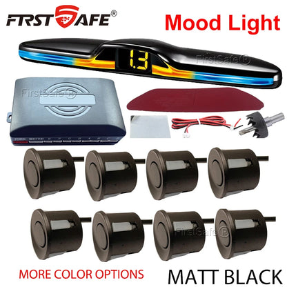FirstSafe Factory Front and Rear Parking Sensor Kit Mood Light Display System Backup Monitor Detector Assistant 6 8 Radar Sensor