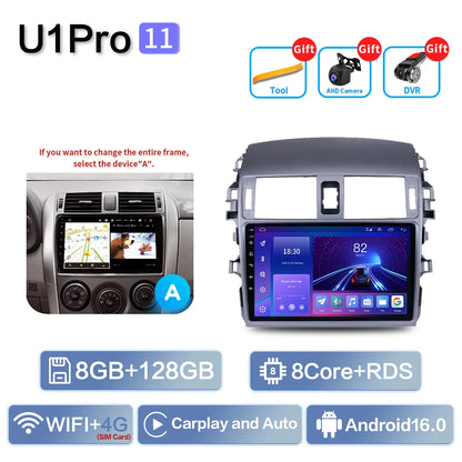 Carplay Android Auto for Toyota Corolla E140/150 2006 2007-2013 Multimedia Automotive Subwoofer Autoradio Android DSP 4G
