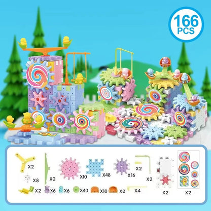 Electric Gears 3D Puzzle Model Building Kits Plastic Brick Blocks Educational Toys for Kids Children Gear Blocks Building Toys