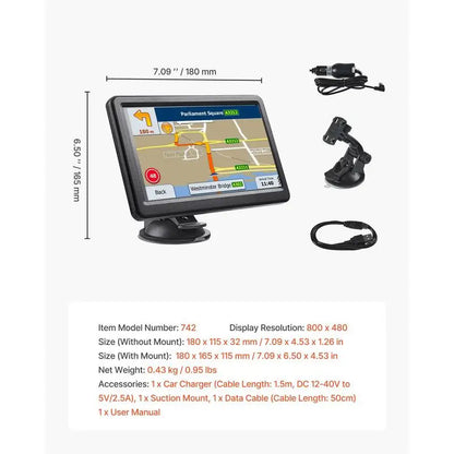 GPS Navigator for Car, 7 inch Touch Screen 16GB GPS Navigation System with Lifetime Map Updates, Voice Turn-by-Turn Guidance, Speed and Red Light Warning, Custom Truck Routing, for Car Truck RV